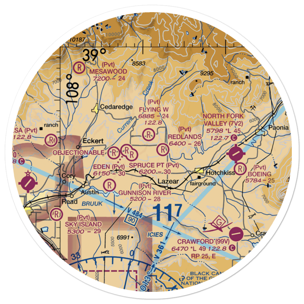 Omega 1 STOLport (12CO) VFR Sectional Sticker (30 mile) 