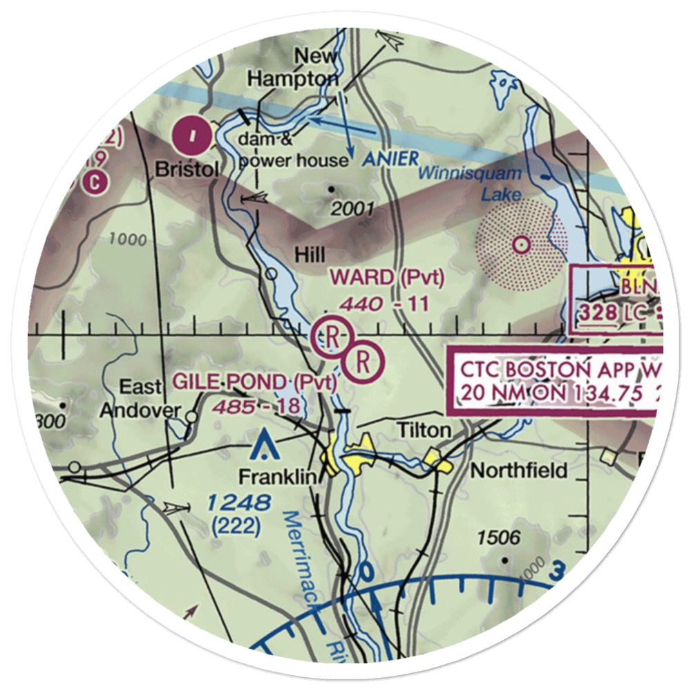 Gile Pond Airport (12NH) VFR Sectional Sticker (20 mile) 