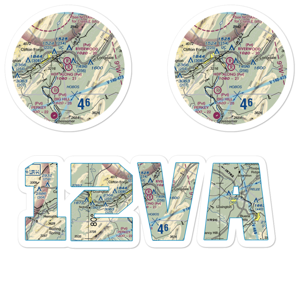 Hop-Along Airport (12VA) VFR Sectional Sticker Pack 