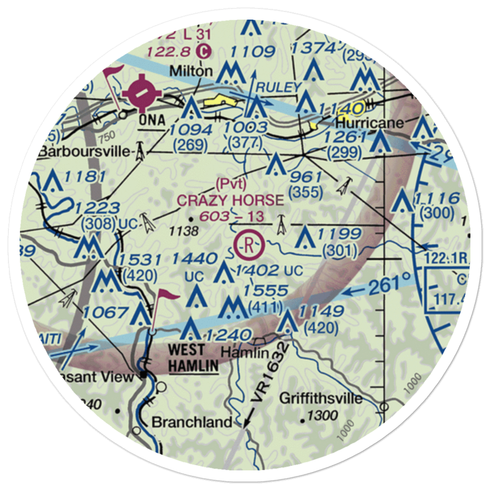 Crazy Horse Airport (12WV) VFR Sectional Sticker (20 mile) 