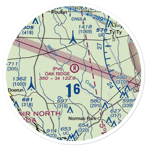 Oak Ridge Plantation Airport (13GA) VFR Sectional Sticker (20 mile)