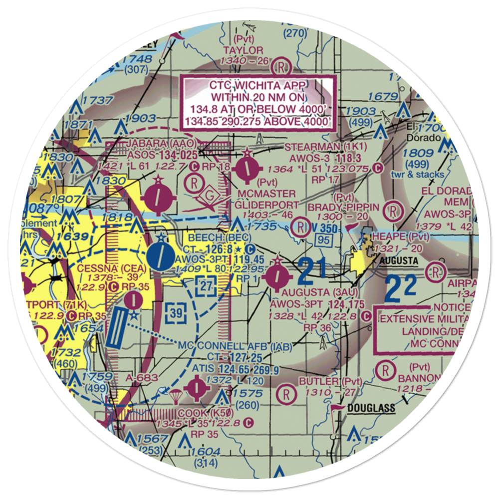 Daniel's Landing Airport (13KS) VFR Sectional Sticker (30 mile) 