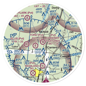 Greener Pastures Airpark (13MS) VFR Sectional Sticker (20 mile)
