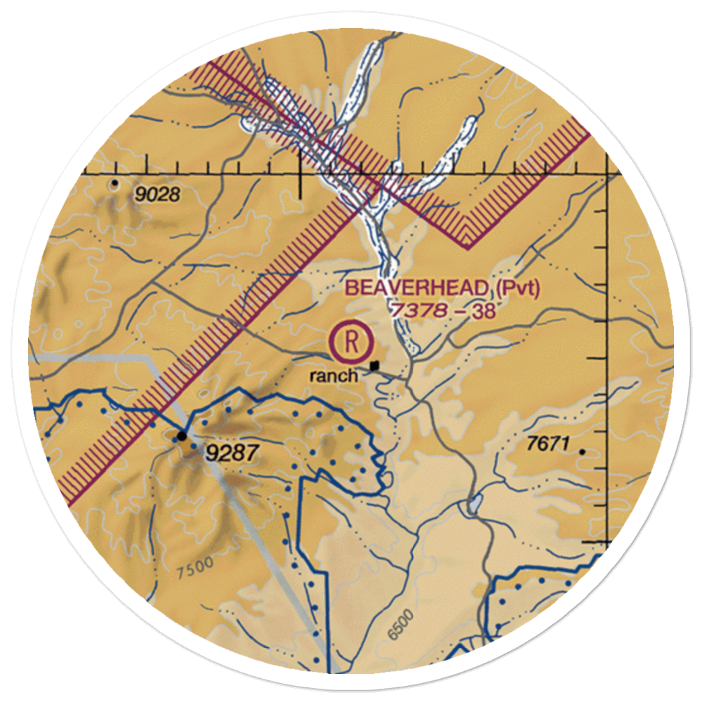 Beaverhead Airstrip (13NM) VFR Sectional Sticker (20 mile) 