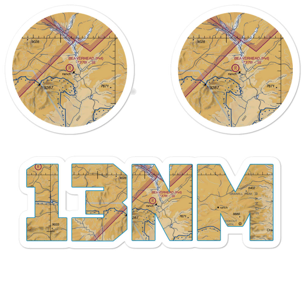 Beaverhead Airstrip (13NM) VFR Sectional Sticker Pack 