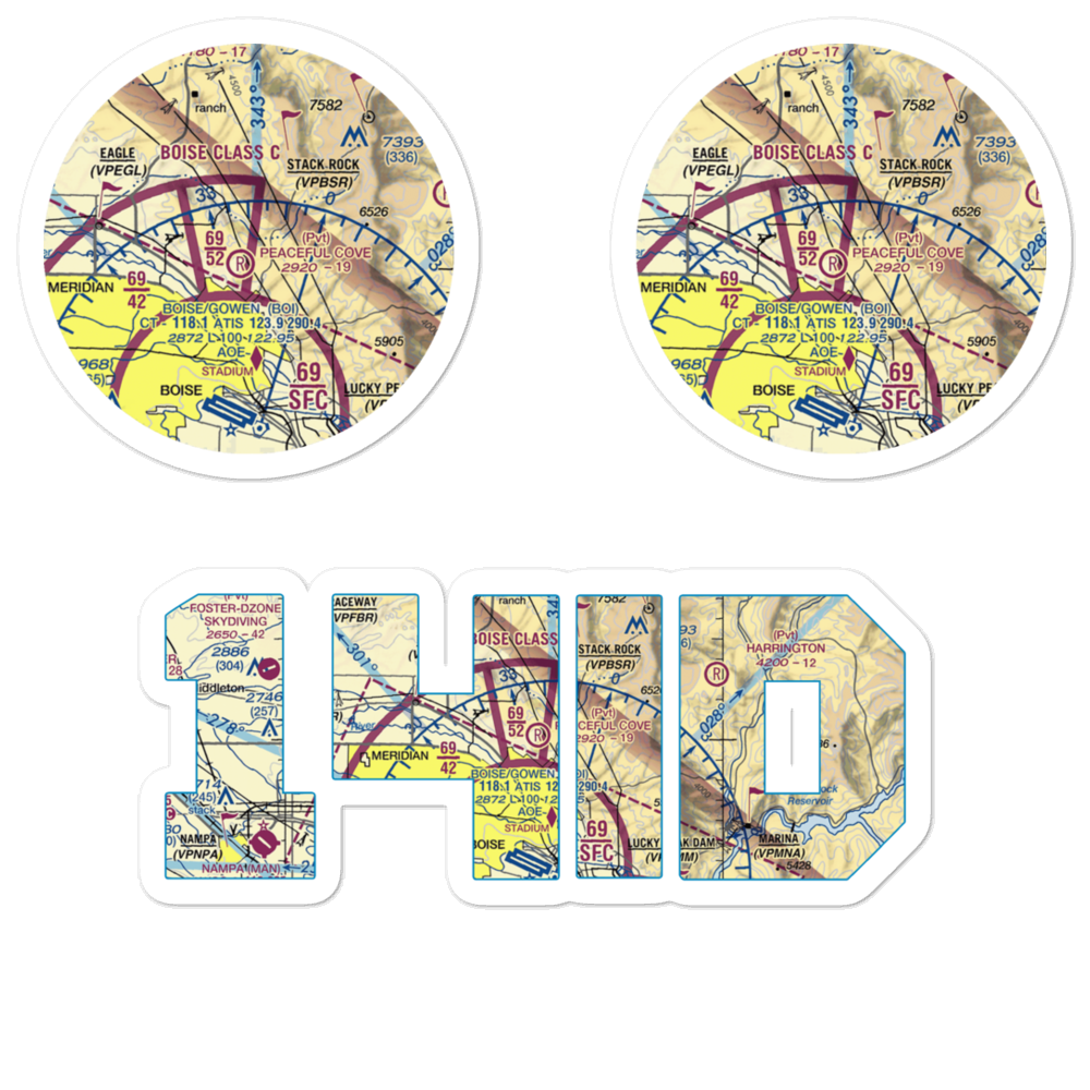 Peaceful Cove Airport (14ID) VFR Sectional Sticker Pack 