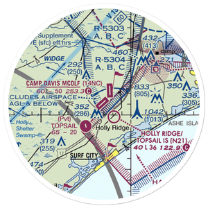 Camp Davis Mcolf Airport (14NC) VFR Sectional Sticker (20 mile)