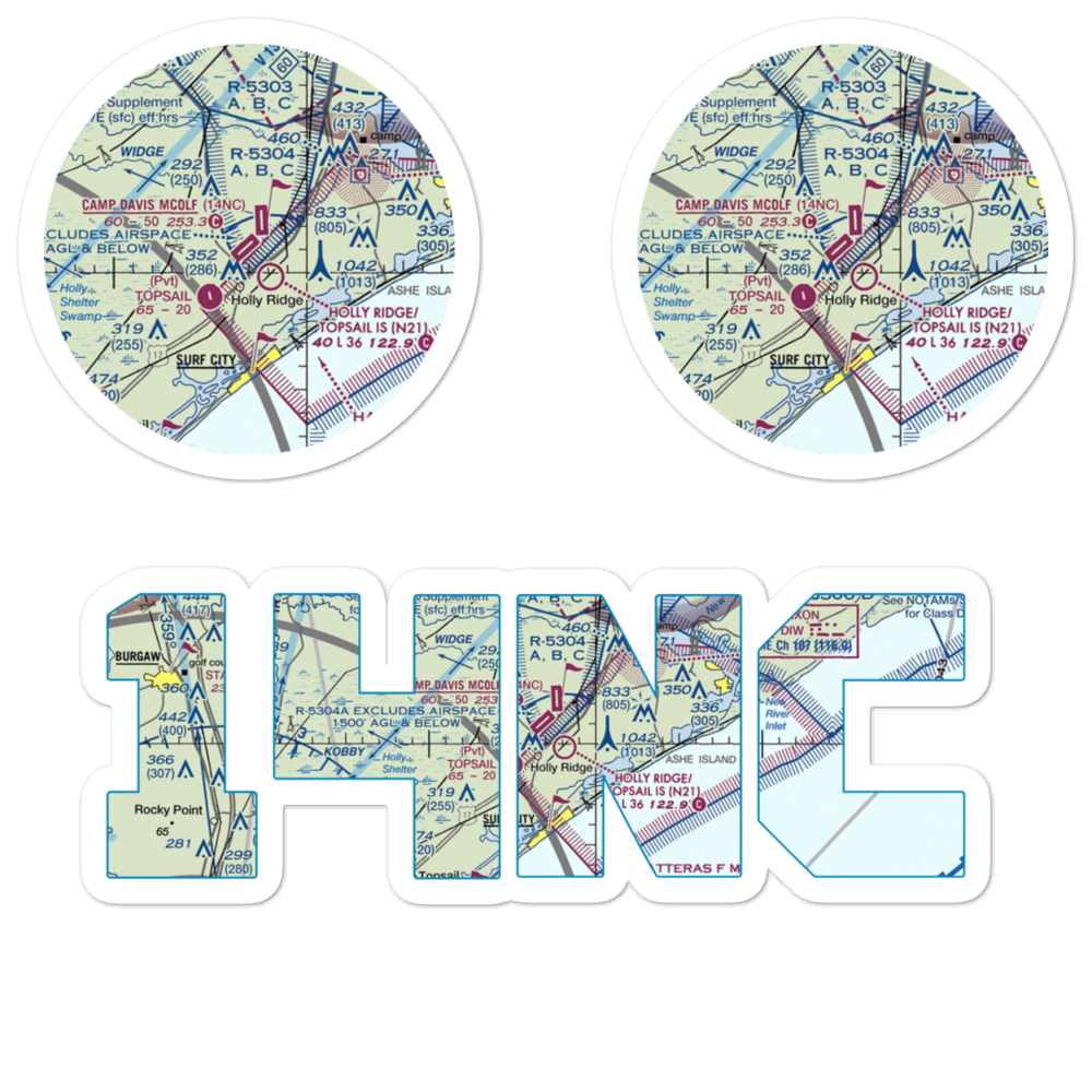 Camp Davis Mcolf Airport (14NC) VFR Sectional Sticker Pack 