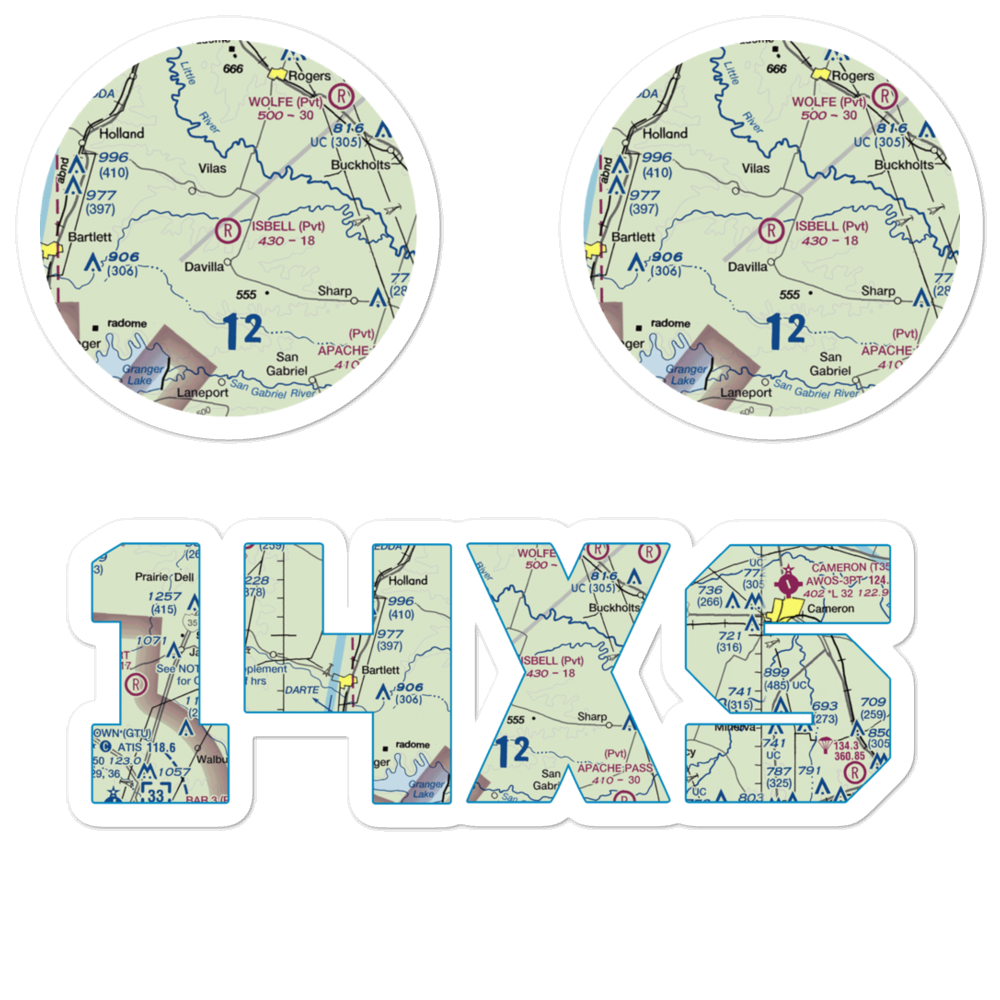 Isbell Ranch Airport (14XS) VFR Sectional Sticker Pack 