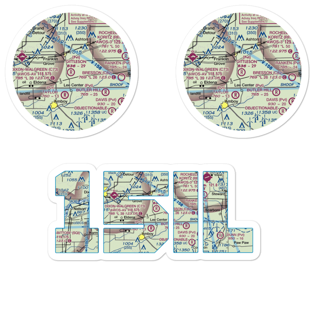 Gittleson Farms Airport (15IL) VFR Sectional Sticker Pack 