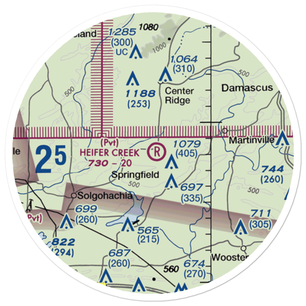 Heifer Creek Ranch Airport (16AR) VFR Sectional Sticker (20 mile) 