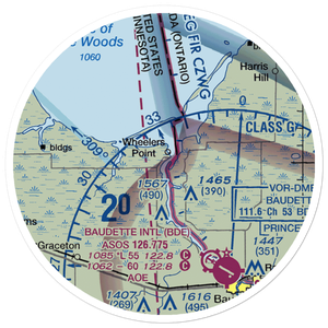 Baudette Flying Service Seaplane Base (16MN) VFR Sectional Sticker (20 mile)
