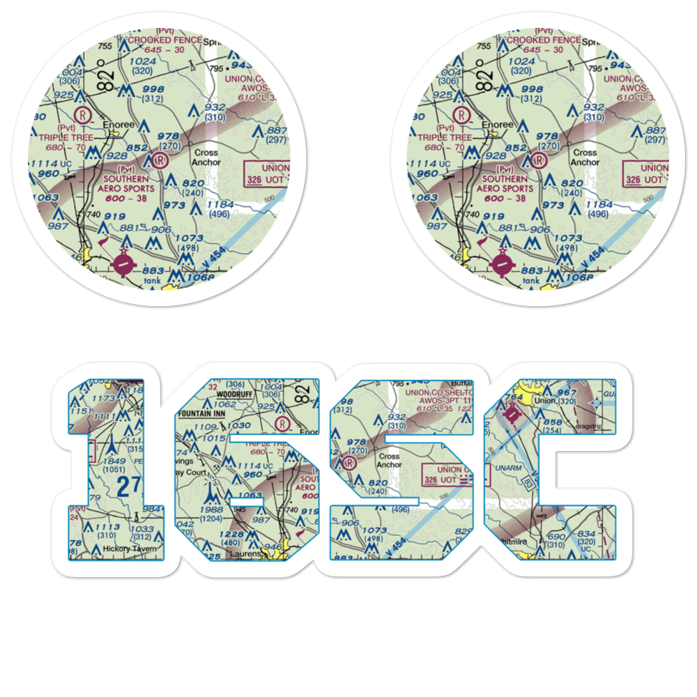 Southern Aero Sports Airport (16SC) VFR Sectional Sticker Pack 