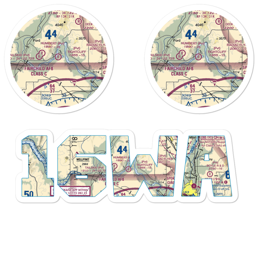 Tightcliff Airport (16WA) VFR Sectional Sticker Pack 