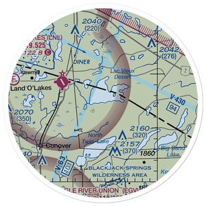 Lac Vieux Desert Seaplane Base (16WI) VFR Sectional Sticker (20 mile)