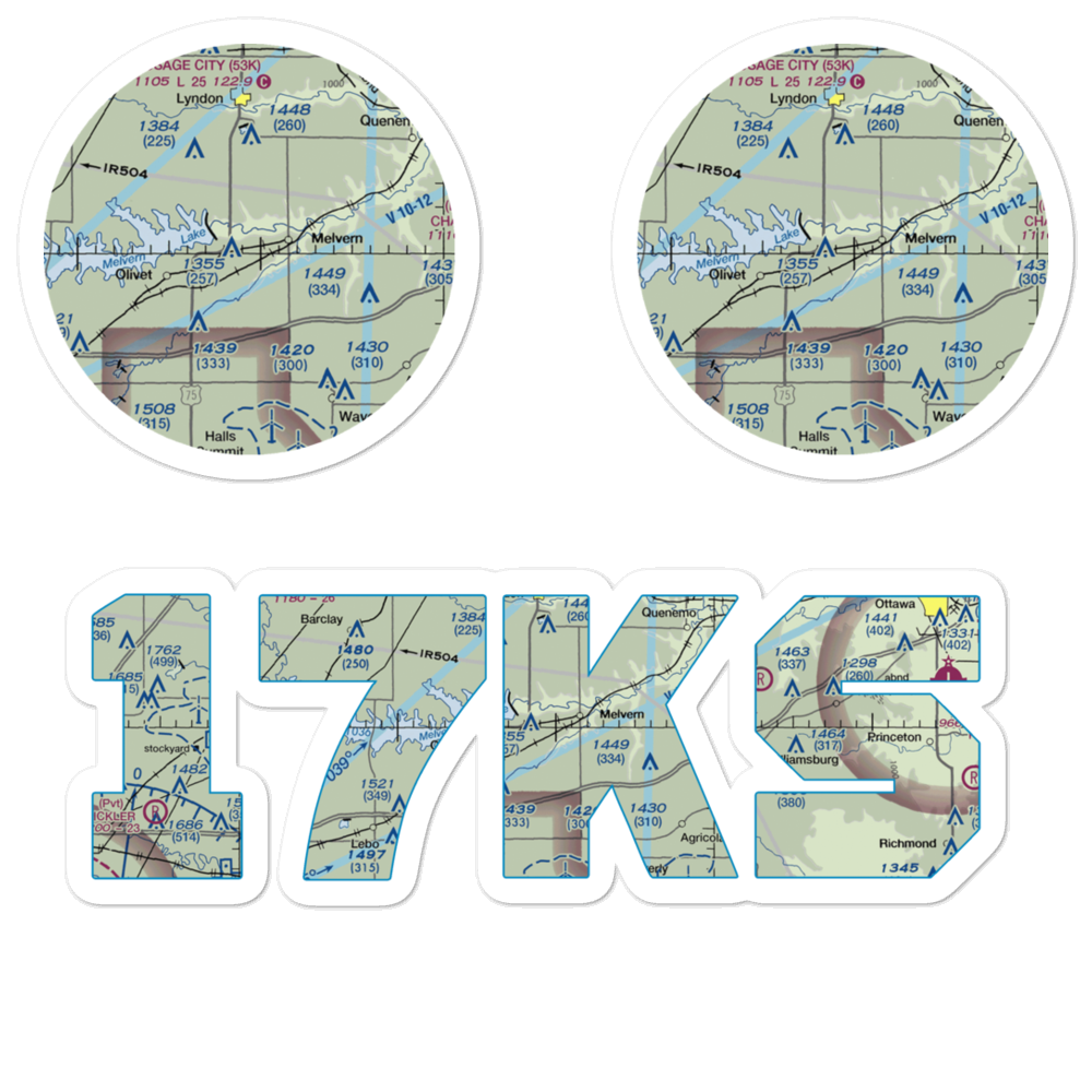 Tevis Airport (17KS) VFR Sectional Sticker Pack 