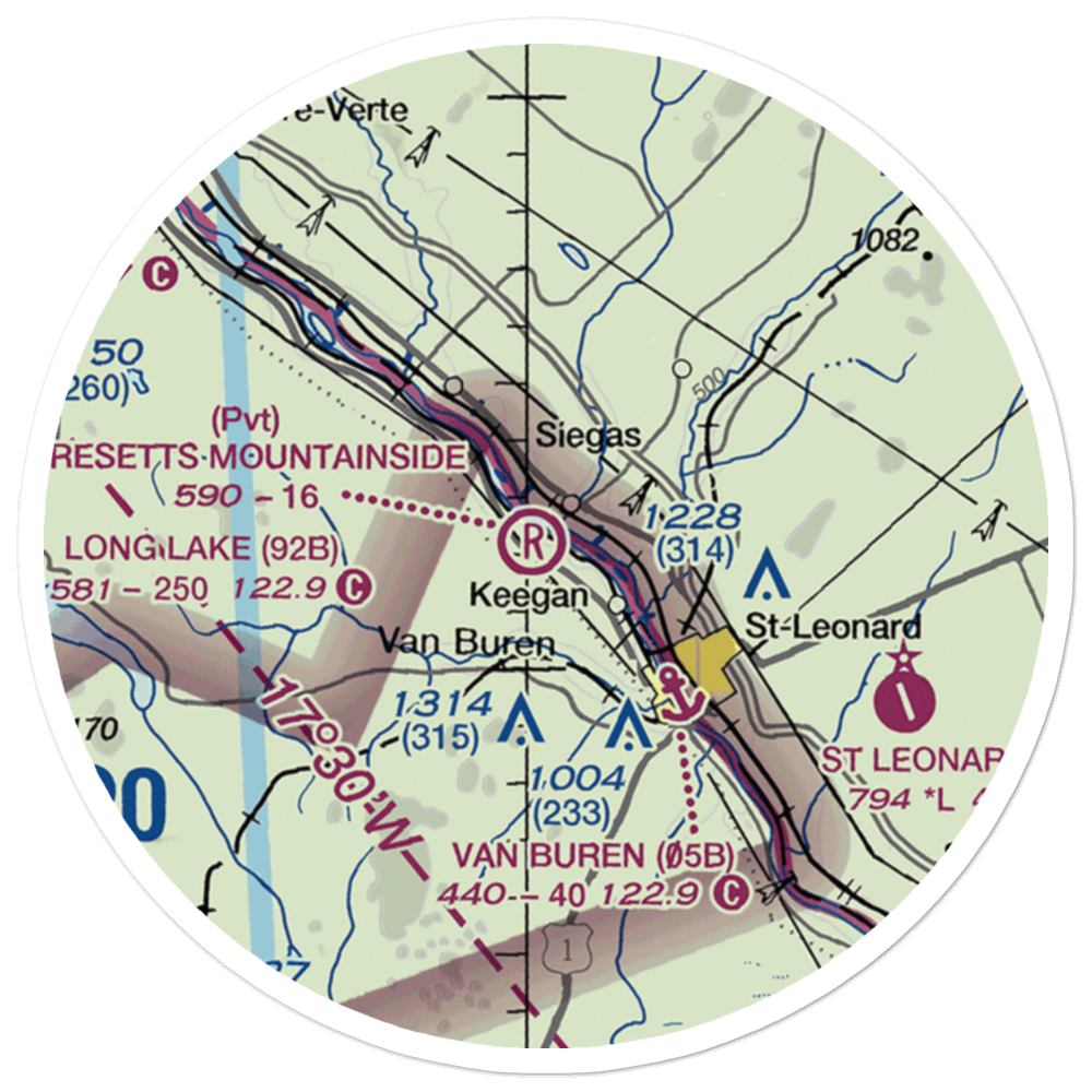 Bresett'S Mountainside Airport (17ME) VFR Sectional Sticker (20 mile) 