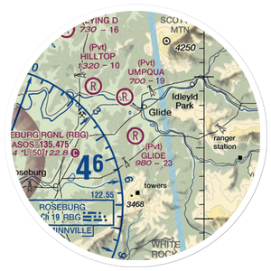 Glide Aero Airport (17OR) VFR Sectional Sticker (20 mile)
