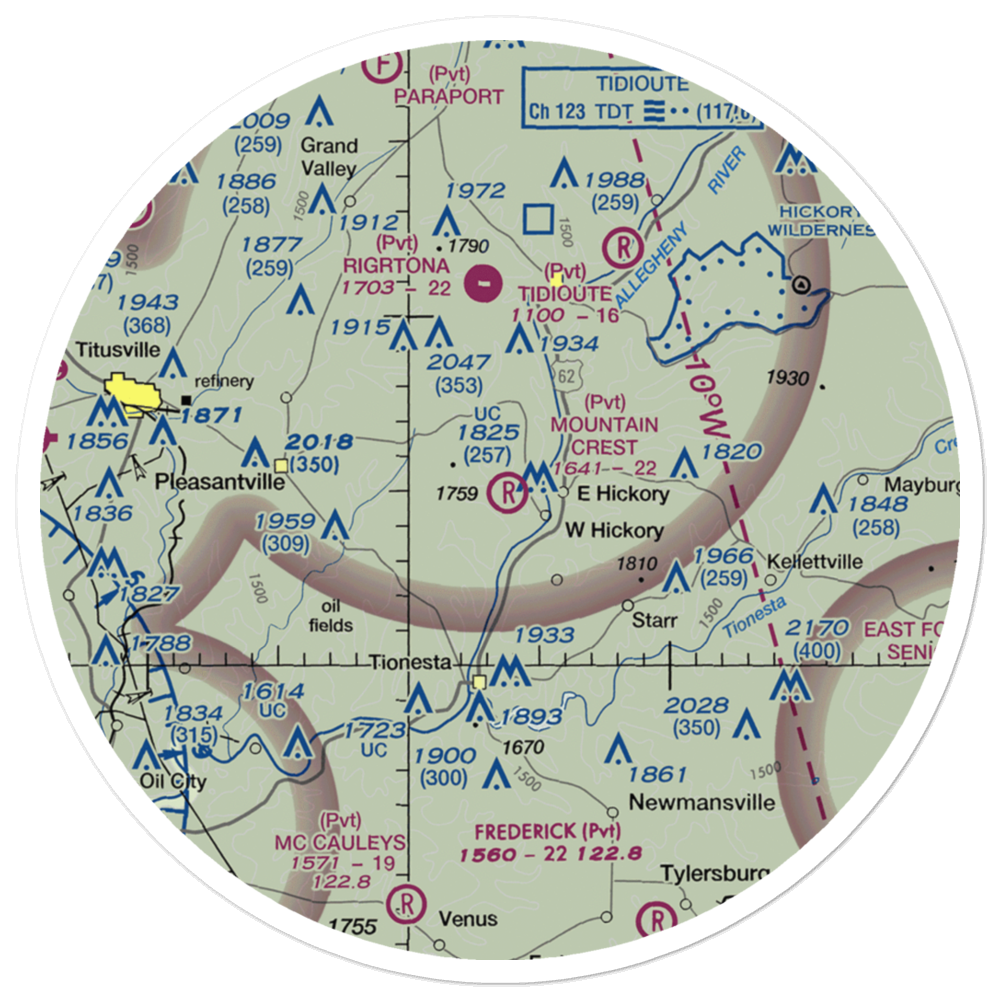 Mountain Crest Airport (17PS) VFR Sectional Sticker (30 mile) 