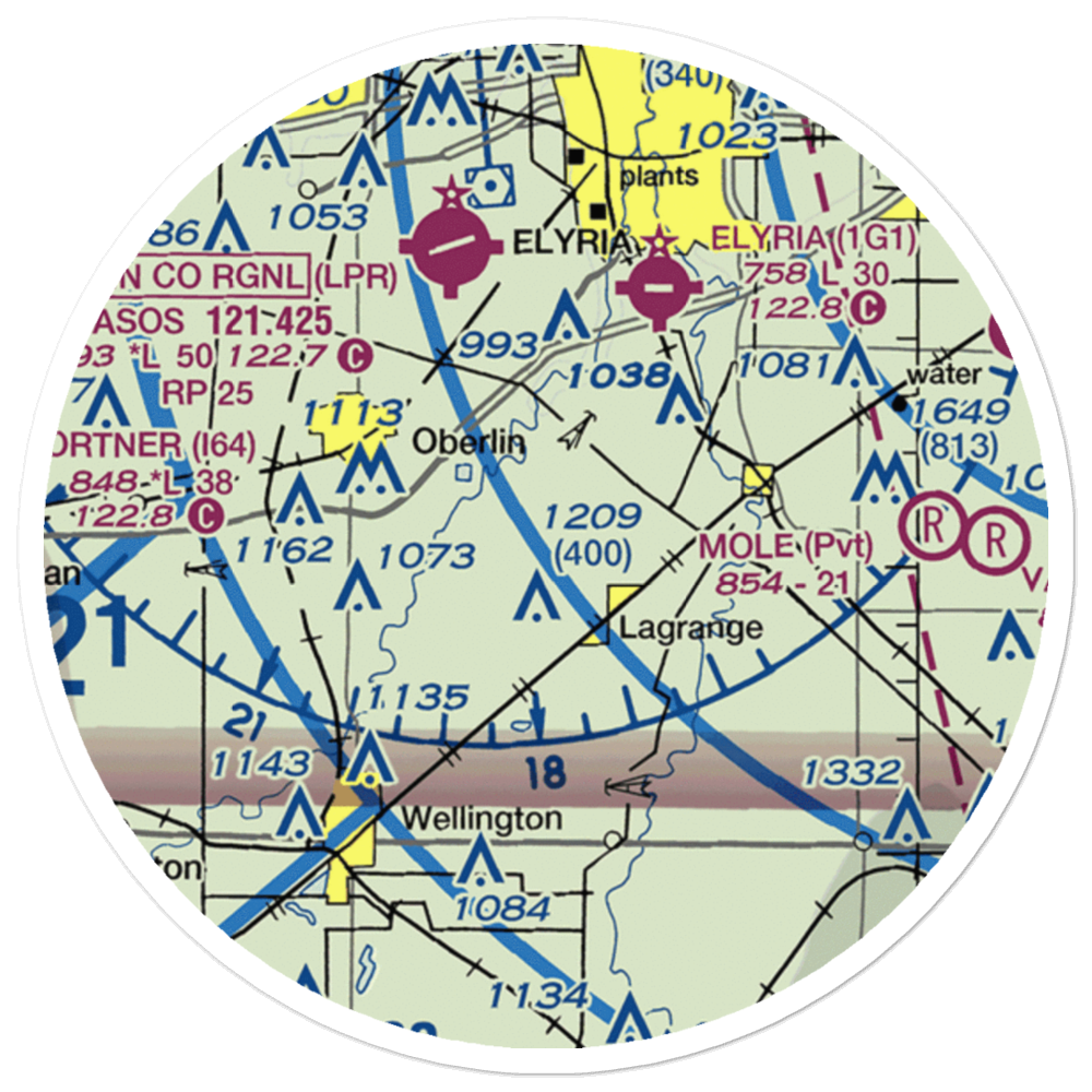 Jer-Mar Airpark (18OH) VFR Sectional Sticker (20 mile) 
