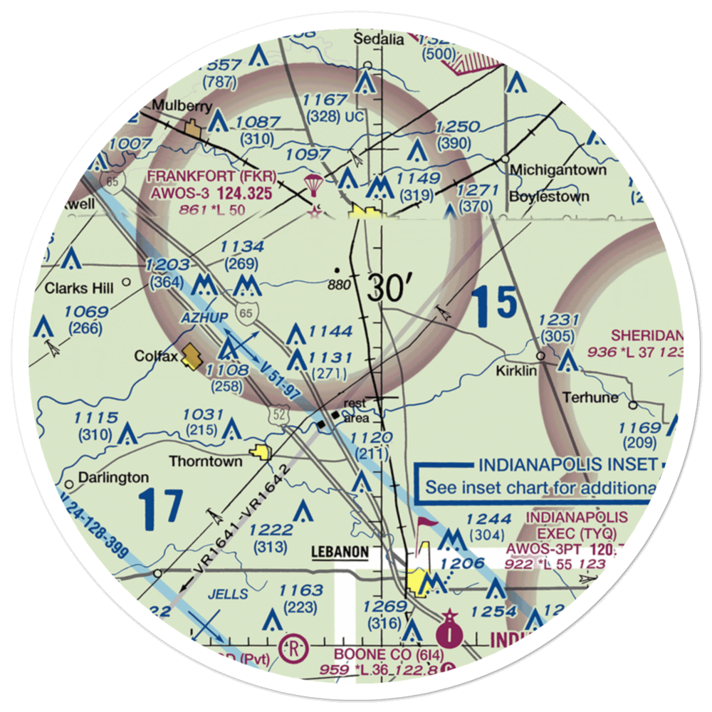 Clark Airport (19IN) VFR Sectional Sticker (30 mile) 