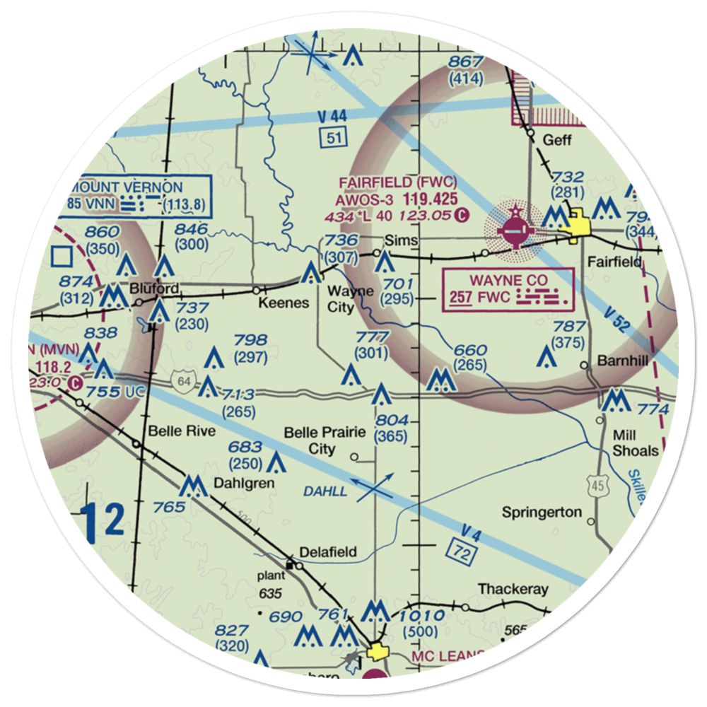 Skillet Fork Farm Airport (19IS) VFR Sectional Sticker (30 mile) 