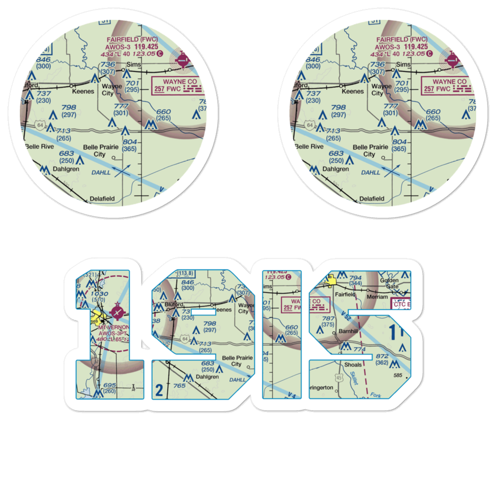 Skillet Fork Farm Airport (19IS) VFR Sectional Sticker Pack 