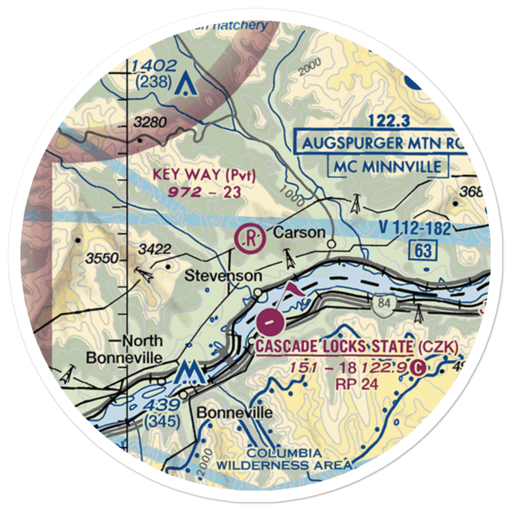 Key Way Airport (19WA) VFR Sectional Sticker (20 mile) 