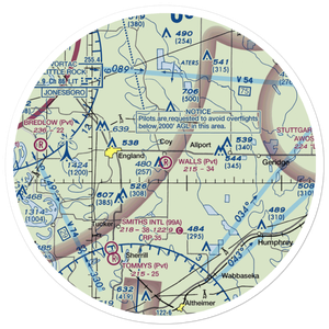 Walls Airport (1AR1) VFR Sectional Sticker (30 mile)