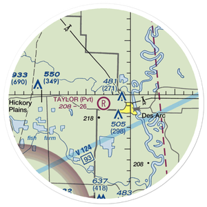 Taylor Airstrip (1AR2) VFR Sectional Sticker (20 mile)