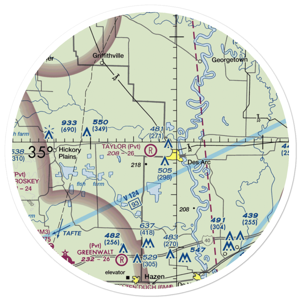 Taylor Airstrip (1AR2) VFR Sectional Sticker (30 mile) 