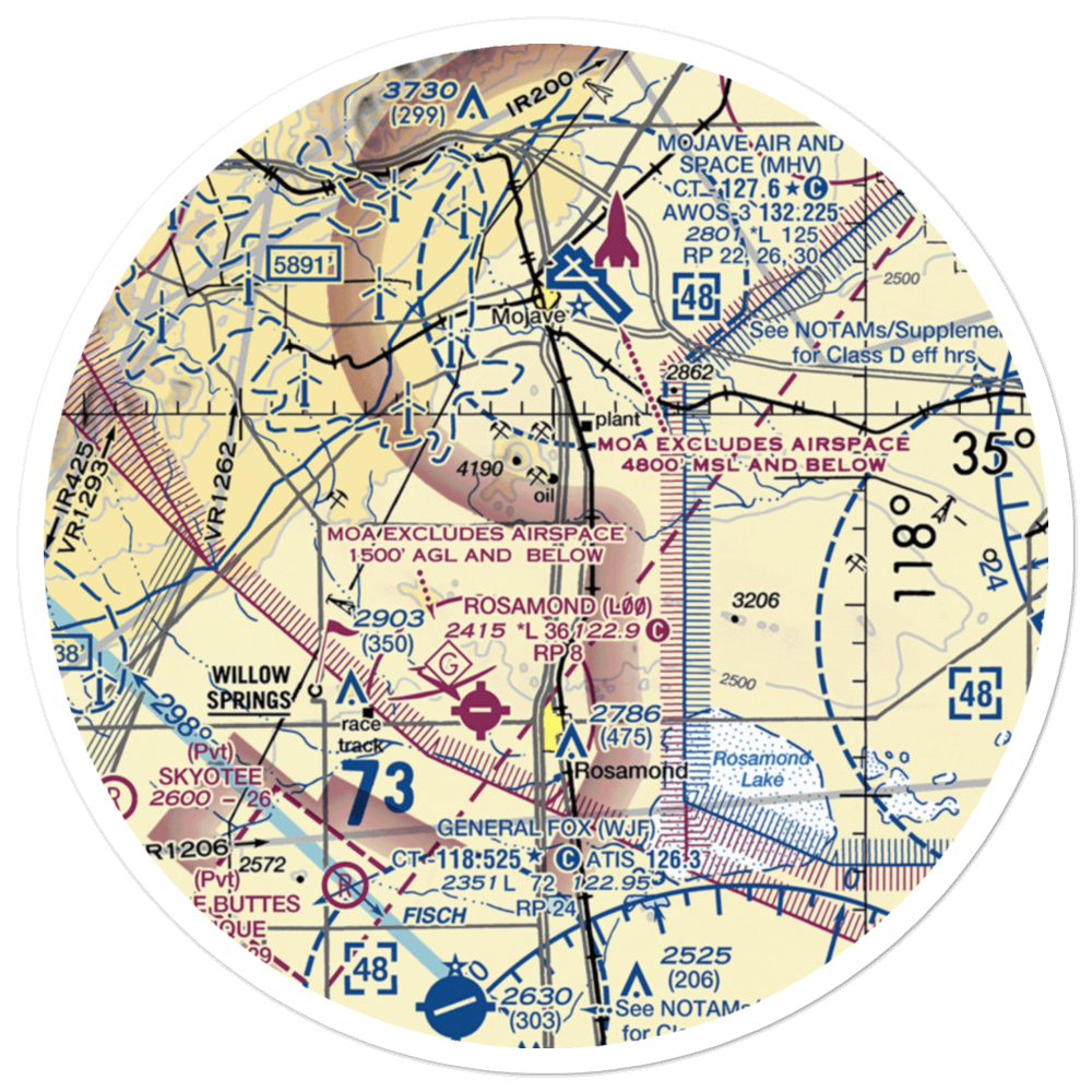 Pontious Airport (1CL2) VFR Sectional Sticker (30 mile) 