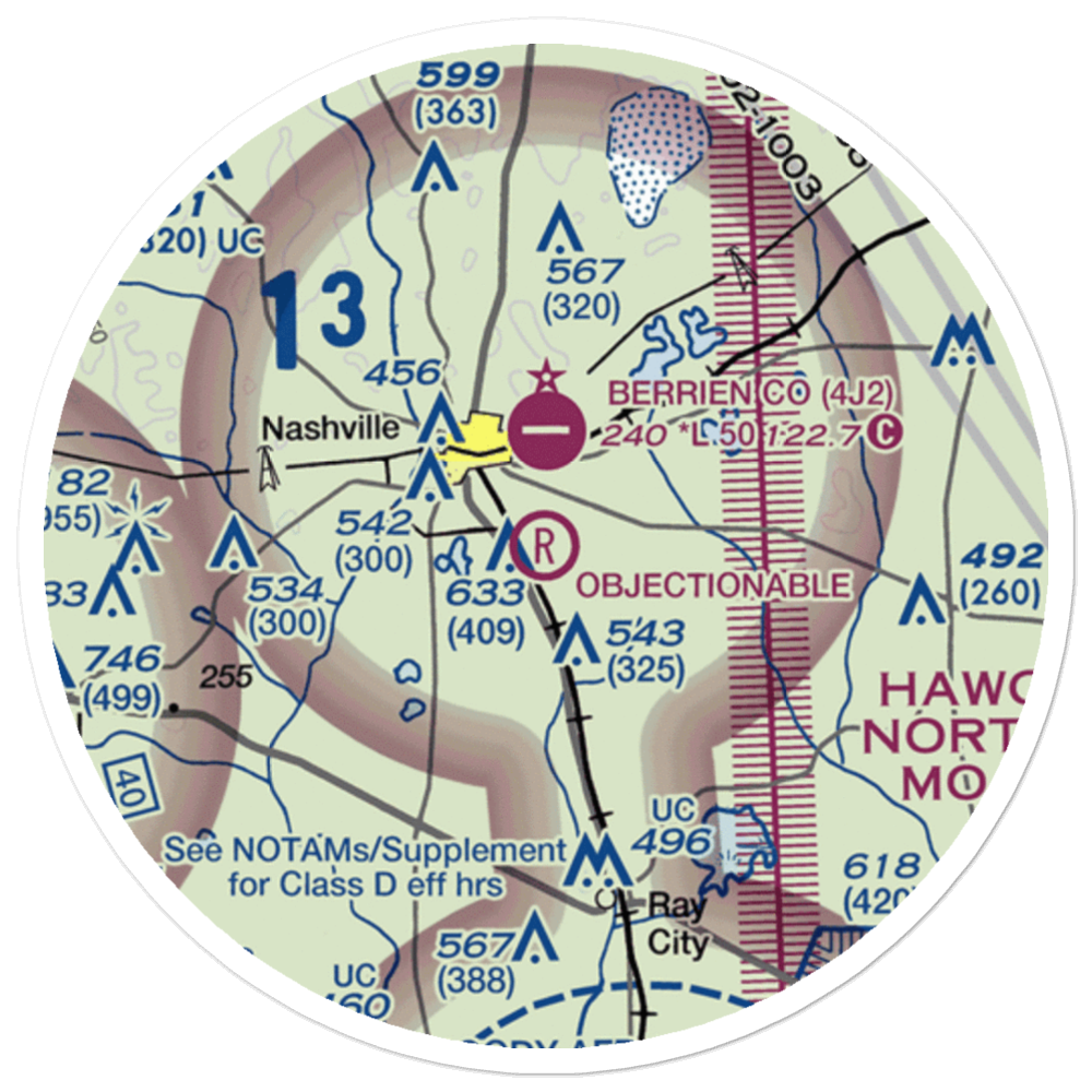 South One Ten Airport (1GA8) VFR Sectional Sticker (20 mile) 