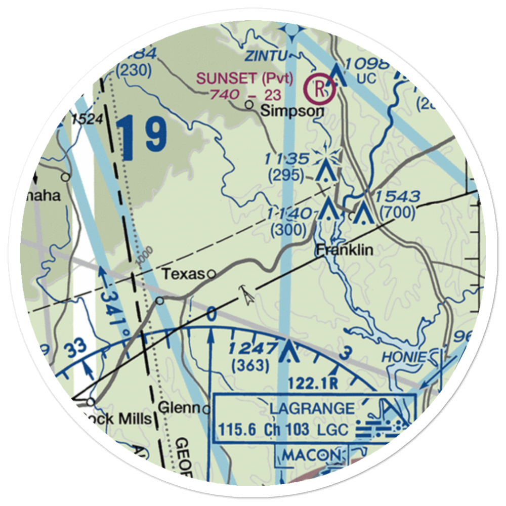 Answered Prayer Airport (1GE3) VFR Sectional Sticker (20 mile) 
