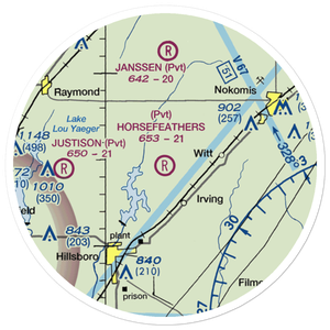 Horsefeathers Ranch Airport (1IL1) VFR Sectional Sticker (20 mile)