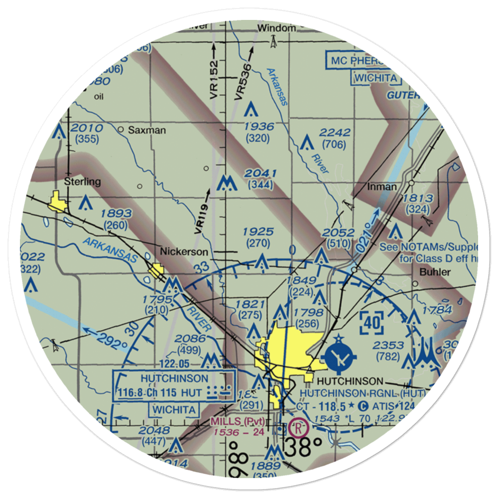 Huey Airport (1KS0) VFR Sectional Sticker (30 mile) 