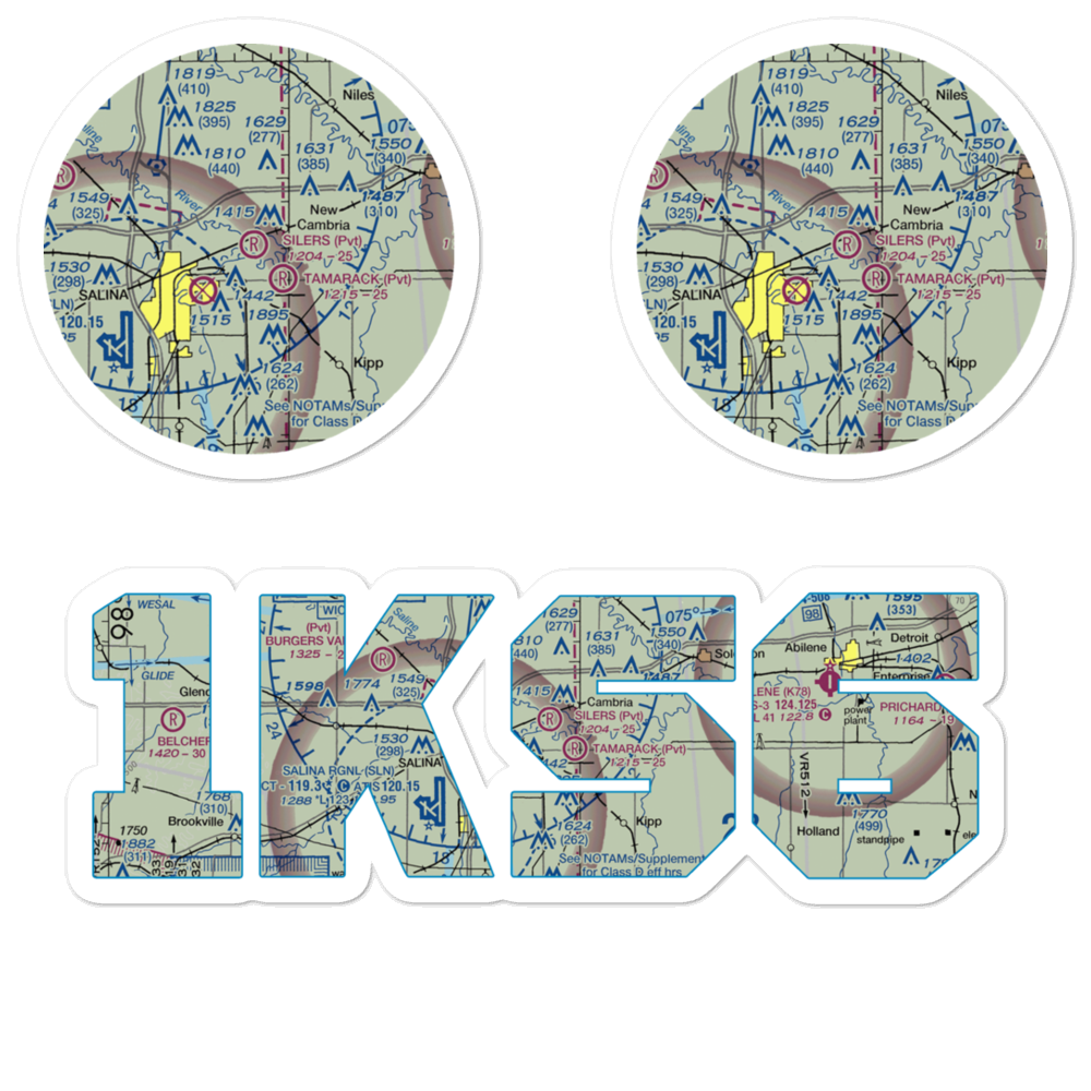 Silers Plane Valley Airport (1KS6) VFR Sectional Sticker Pack 