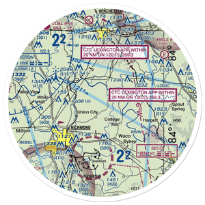 Jordan Hill Farm Airport (1KY7) VFR Sectional Sticker (30 mile)
