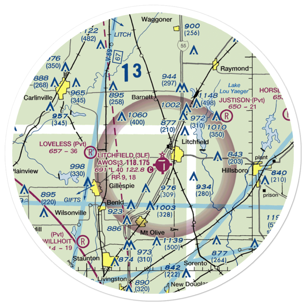 Sies Landing Area Airport (1LL4) VFR Sectional Sticker (30 mile) 