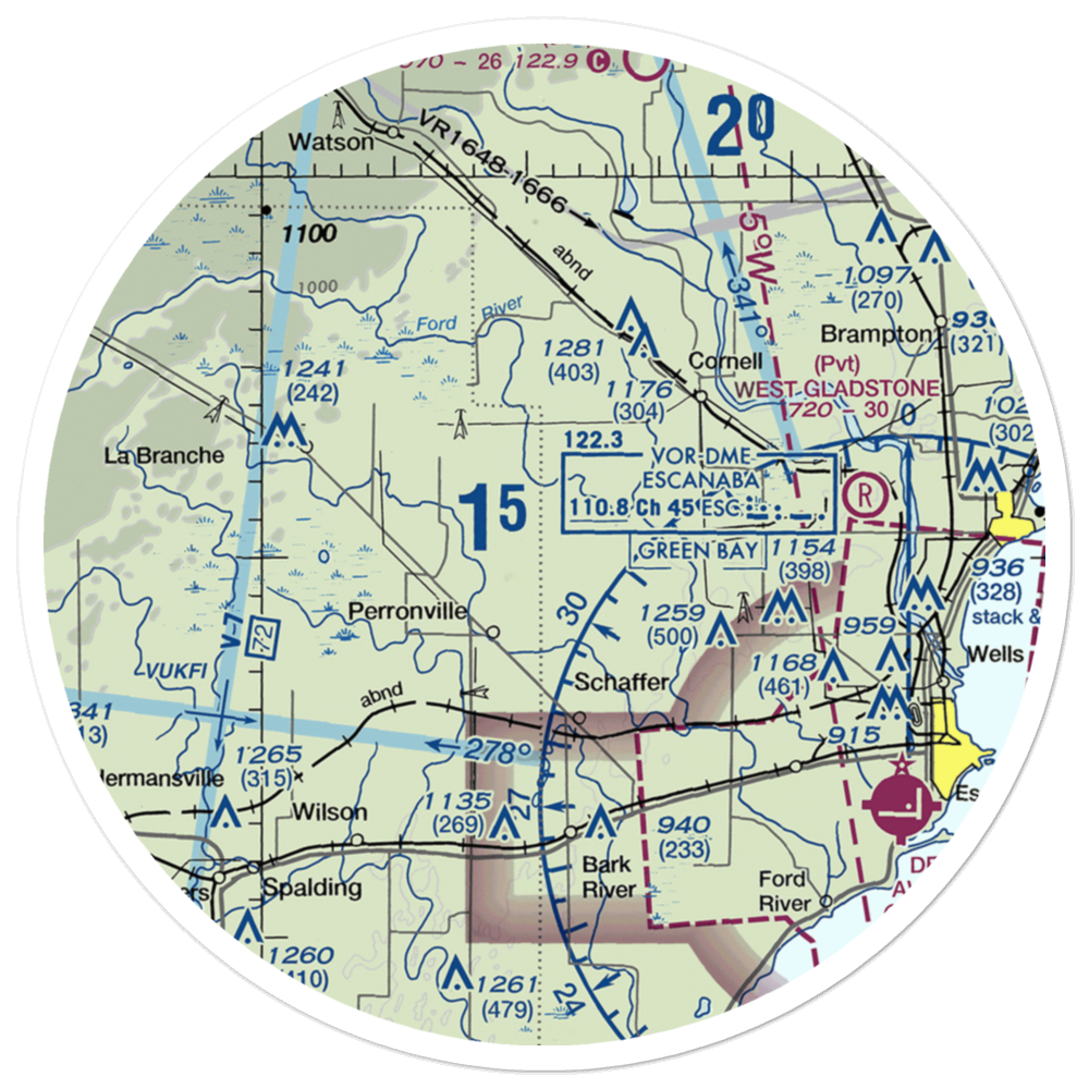 Ramsy Farm Airport (1MI4) VFR Sectional Sticker (30 mile) 