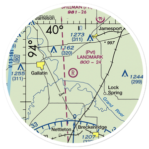 Longwood Mfg Corp Airport (1MO4) VFR Sectional Sticker (20 mile)