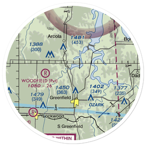 Eagle's Point & Red Barn Village Airpark (1MO9) VFR Sectional Sticker (20 mile)