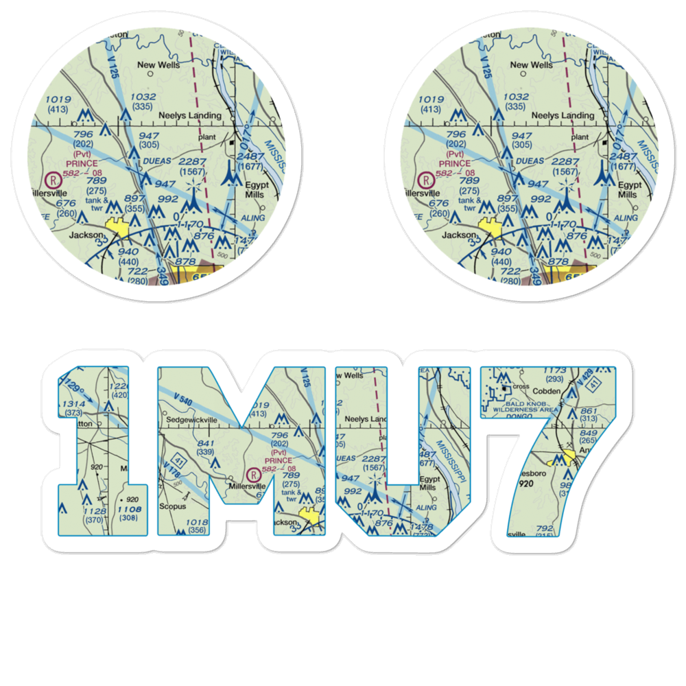 Mooseberry Airport (1MU7) VFR Sectional Sticker Pack 