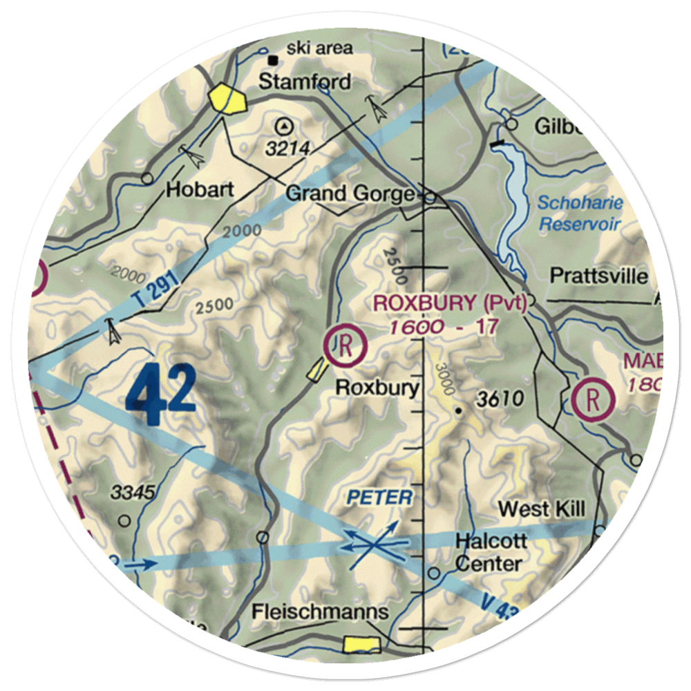 Roxbury Runway Airport (1NK0) VFR Sectional Sticker (20 mile) 
