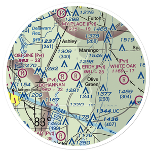 Erdy Farm Airport (1OA8) VFR Sectional Sticker (20 mile)