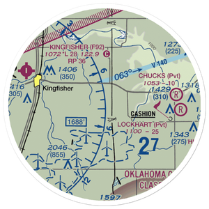 Dave's Place Airport (1OK1) VFR Sectional Sticker (20 mile)