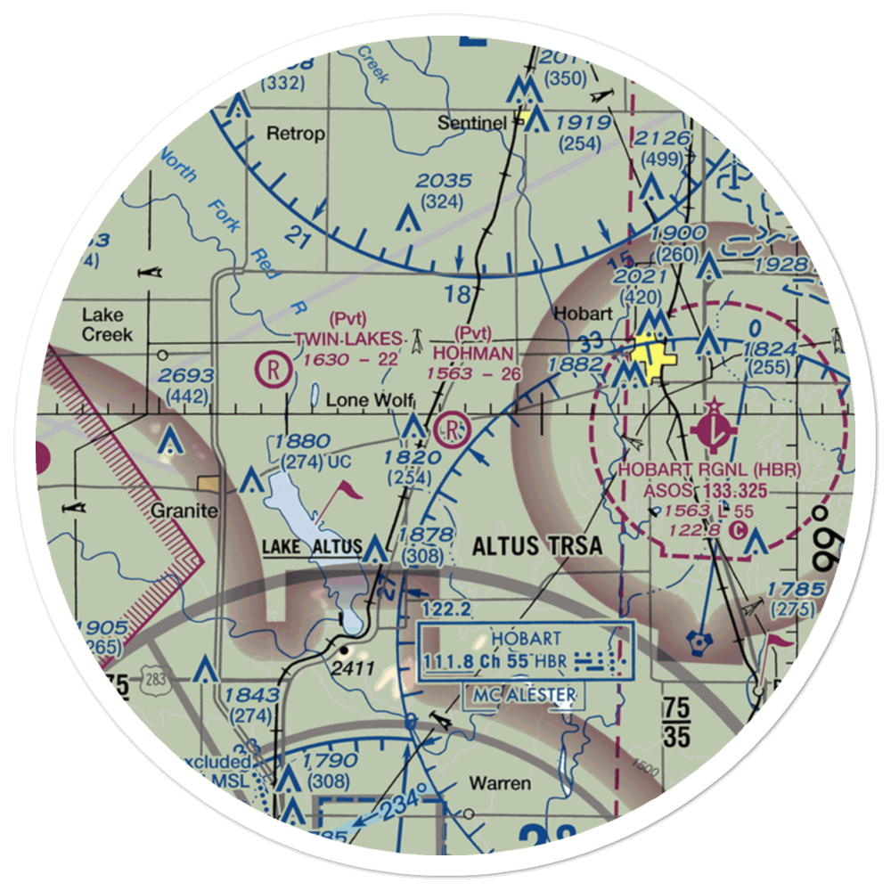 Hohman Airport (1OK5) VFR Sectional Sticker (30 mile) 