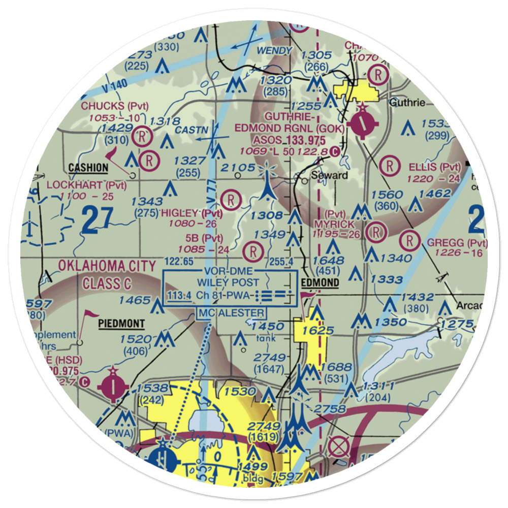 5B Ranch Airport (1OK8) VFR Sectional Sticker (30 mile) 