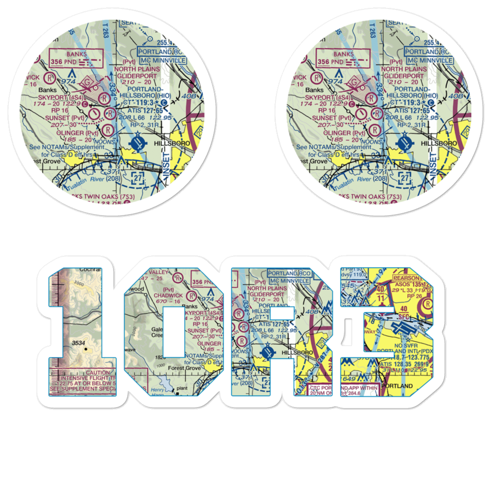 Sunset Air Strip (1OR3) VFR Sectional Sticker Pack 