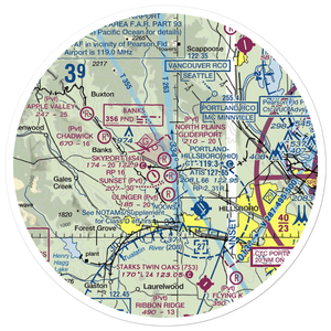 North Plains Gliderport (1OR4) VFR Sectional Sticker (30 mile)